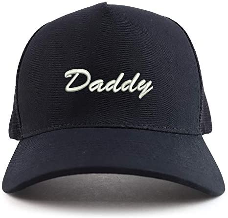Trendy Apparel Shop Daddy Script Font Embroidered Oversized 5 Panel XXL Trucker Mesh Cap