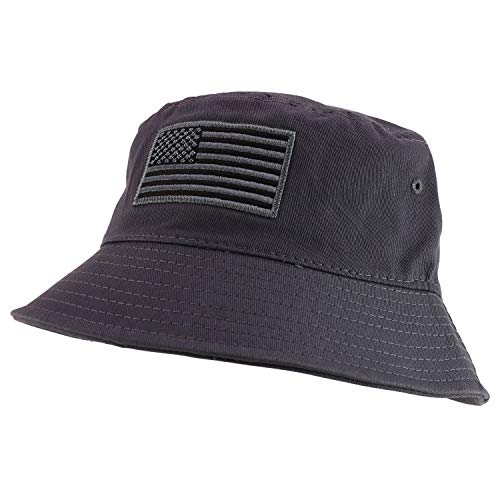Trendy Apparel Shop US American Flag Embroidered Cotton Bucket Hat