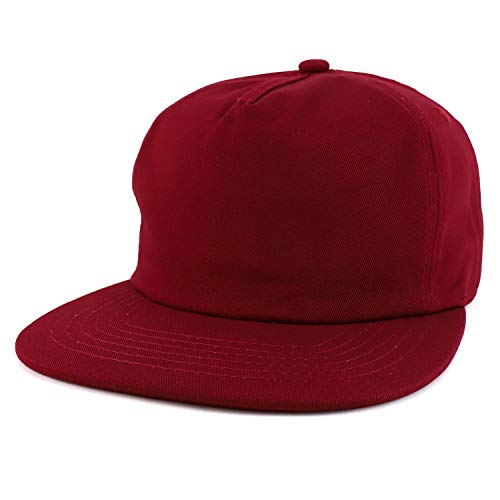 Trendy Apparel Shop Plain Unstructured 5 Panel Flat Bill Snapback Baseball Cap