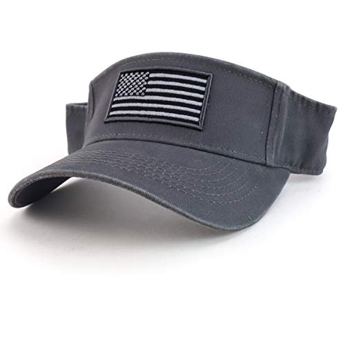 Trendy Apparel Shop USA American Flag Embroidered Polyester Summer Visor Hat