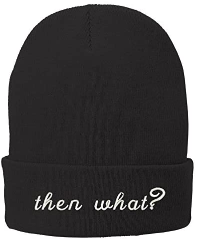 Trendy Apparel Shop Then What? Embroidered Winter Cuff Long Beanie