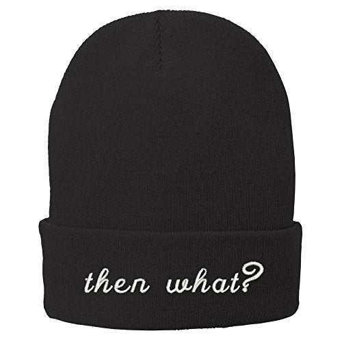 Trendy Apparel Shop Then What? Embroidered Winter Cuff Long Beanie