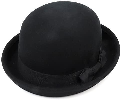Trendy Apparel Shop Wool Felt Round Bowler Hat with Grosgrain Band