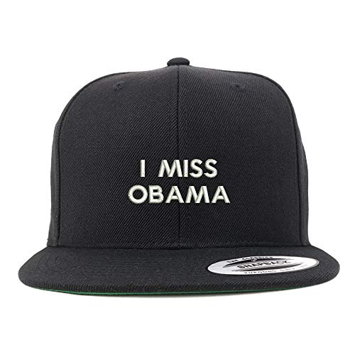 Trendy Apparel Shop Flexfit I Miss Obama Embroidered Structured Flatbill Snapback Cap
