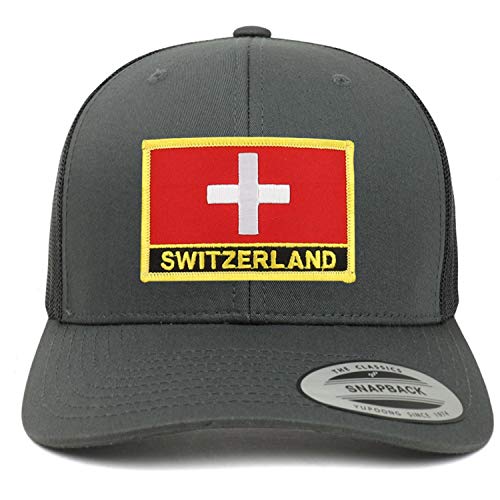 Trendy Apparel Shop Switzerland Flag Patch Retro Trucker Mesh Cap