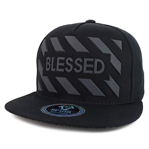 Trendy Apparel Shop 3D Rubber Blessed 5 Panel Flatbill Cotton Snapback Hat