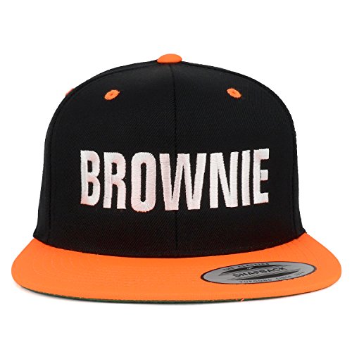 Trendy Apparel Shop Brownie White Embroidered Flat Bill 2-Tone Ball Cap