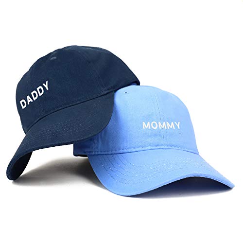 Trendy Apparel Shop Mommy and Daddy Soft Cotton Couple 2 Pc Cap Set