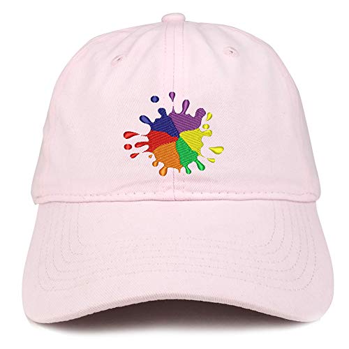 Trendy Apparel Shop Rainbow Color Splash Embroidered Brushed Cotton Cap
