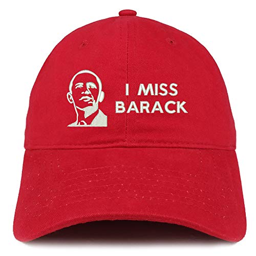 Trendy Apparel Shop I Miss Barack and Portrait Embroidered Brushed Cotton Cap