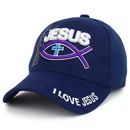 Trendy Apparel Shop Jesus Fish Cross Religion Embroidered Baseball Cap
