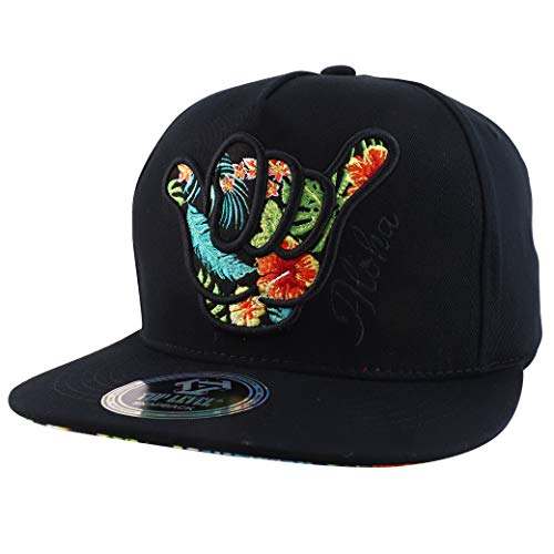 Trendy Apparel Shop Floral Aloha Embroidered 5 Panel Flatbill Snapback Baseball Cap