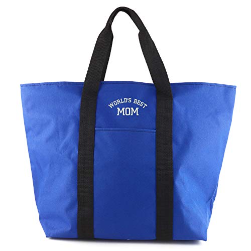 Trendy Apparel Shop World's Best Mom Embroidred All Purpose Durable Large Tote Bag