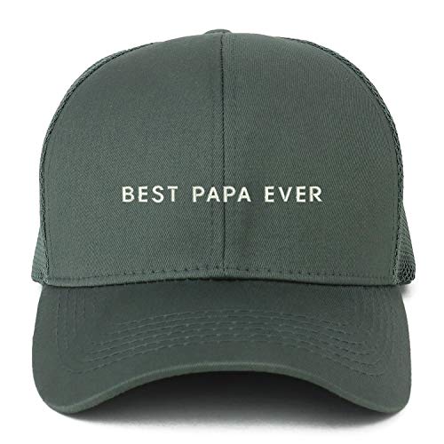 Trendy Apparel Shop XXL Best Papa Ever Embroidered Structured Trucker Mesh Cap