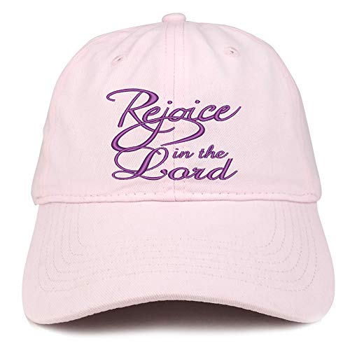 Trendy Apparel Shop Rejoice in The Lord Embroidered Soft Crown 100% Brushed Cotton Cap