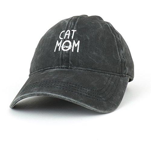 Trendy Apparel Shop Cat Mom Text Embroidered Washed Cotton Baseball Cap