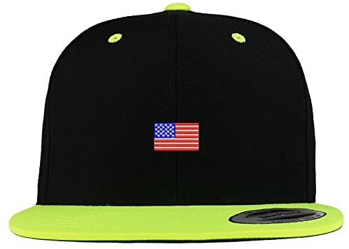 Trendy Apparel Shop US American Flag Small Embroidered Premium 2-Tone Flat Bill Snapback Cap