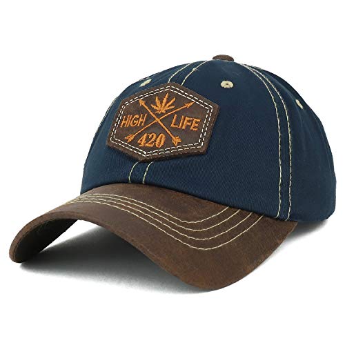 Trendy Apparel Shop High Life Marijuana 420 Faux Leather Patch Cotton Cap