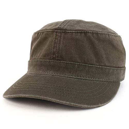Trendy Apparel Shop Cotton Army Cap Military Flat Top Adjustable Baseball Cap