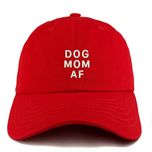 Trendy Apparel Shop Dog Mom AF Embroidered Solid Adjustable Unstructured Hat