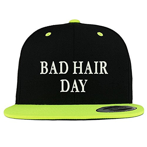 Trendy Apparel Shop Bad Hair Day Embroidered Premium 2-Tone Flat Bill Snapback Cap