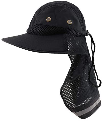 Trendy Apparel Shop High Visibility Solid Boonie Hat with Reflective Mesh Flap