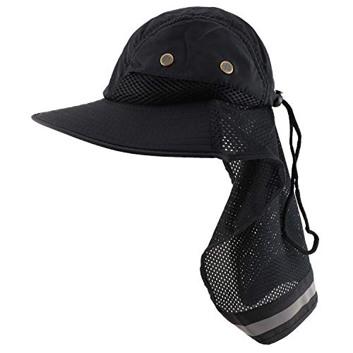 Trendy Apparel Shop High Visibility Solid Boonie Hat with Reflective Mesh Flap