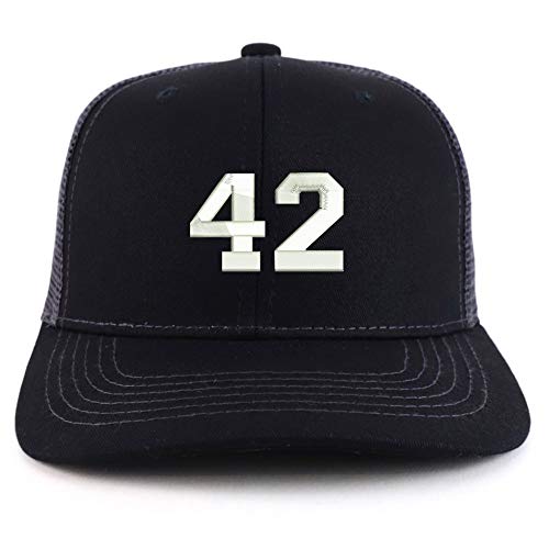 Trendy Apparel Shop Number 42 Collegiate Varsity Two Tone Trucker Baseball Cap