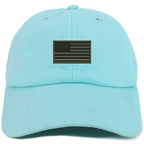 Trendy Apparel Shop Youth Sized Olive American Flag Embroidered Adjustable Unstructured Baseball Cap
