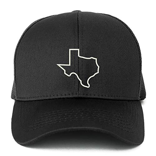 Trendy Apparel Shop XXL Texas State Outline Embroidered Structured Trucker Mesh Cap