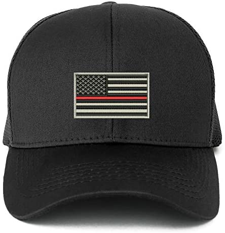 Trendy Apparel Shop XXL USA TRL Flag Embroidered Structured Trucker Mesh Cap