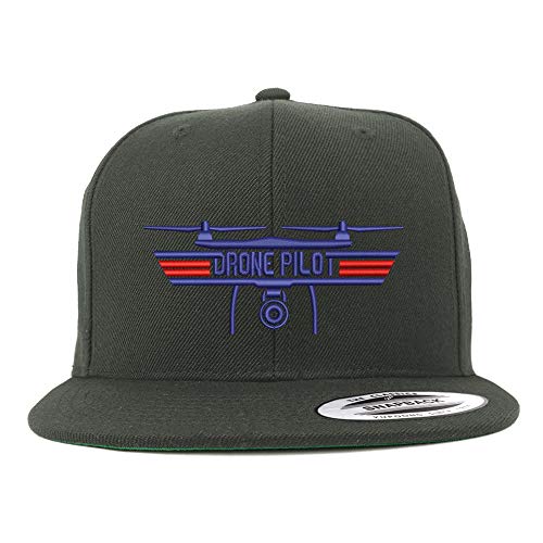 Trendy Apparel Shop Flexfit XXL Drone Top Gun Pilot Embroidered Structured Flatbill Snapback Cap