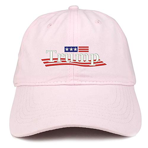 Trendy Apparel Shop Trump Wavy Small Flag Embroidered 100% Cotton Adjustable Cap Dad Hat