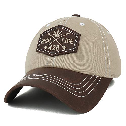Trendy Apparel Shop High Life Marijuana 420 Faux Leather Patch Cotton Cap