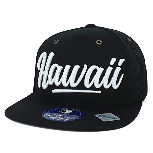 Trendy Apparel Shop 3D Hawaii Embroidered Cotton Micromesh Flatbill Snapback Cap