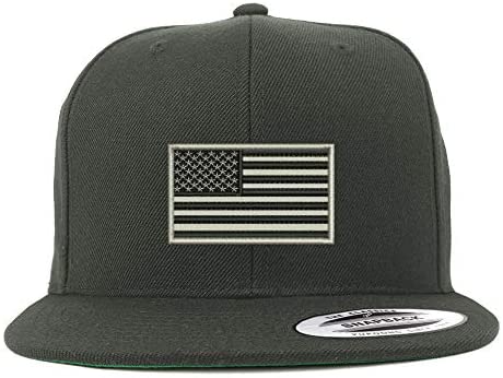 Trendy Apparel Shop Flexfit XXL USA Grey Flag Embroidered Structured Flatbill Snapback Cap