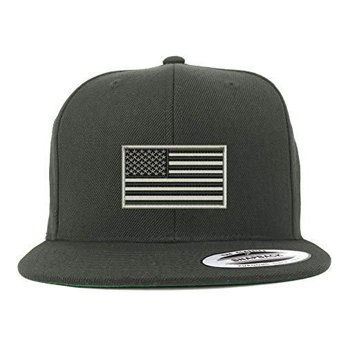 Trendy Apparel Shop Flexfit XXL USA Grey Flag Embroidered Structured Flatbill Snapback Cap