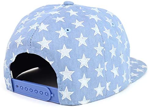 Trendy Apparel Shop Distressed Stars Printed Flatbill Snapback Baseball Cap - Blue