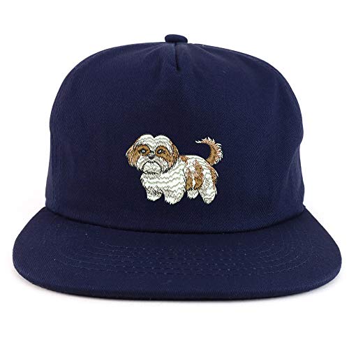Trendy Apparel Shop Shih Tzu Unstructured Flatbill Snapback Cap
