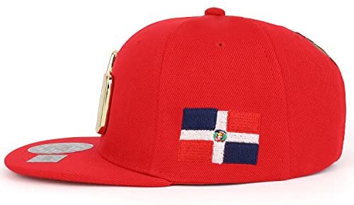 Trendy Apparel Shop RD Metal Frame Flatbill Snapback Cap with Republic Dominican Flag