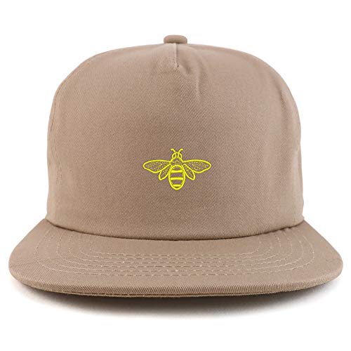 Trendy Apparel Shop Bee Embroidered Unstructured Flatbill Snapback Cap