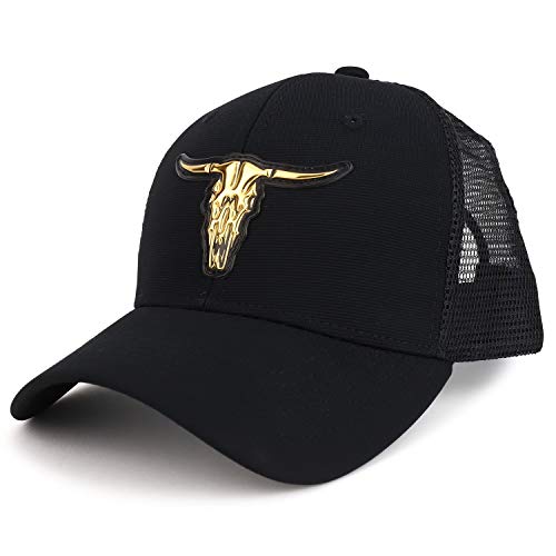 Trendy Apparel Shop High Frequency Western OX Skull Structured Trucker Mesh Cap