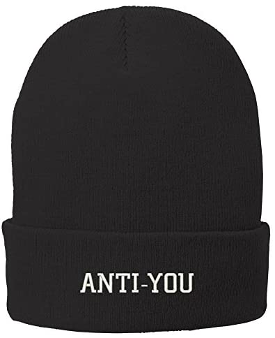 Trendy Apparel Shop Anti-You Embroidered Winter Knitted Long Beanie