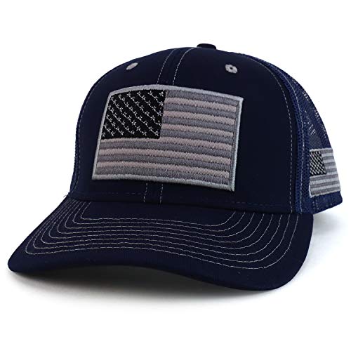Trendy Apparel Shop 3D USA Flag Embroidered Structured Snapback Mesh Back Cap