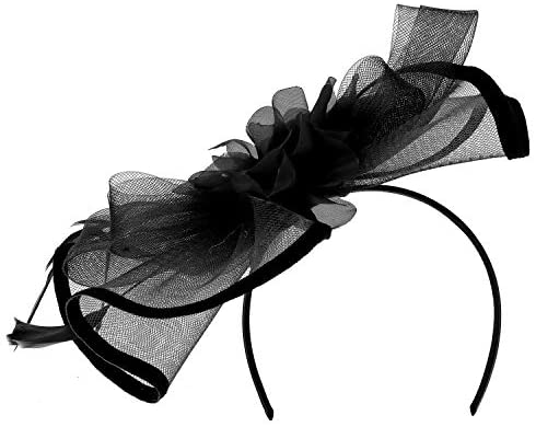 Trendy Apparel Shop Flower Feather Fascinator with Binded Hem Edge