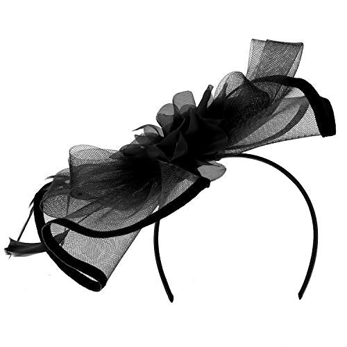 Trendy Apparel Shop Flower Feather Fascinator with Binded Hem Edge