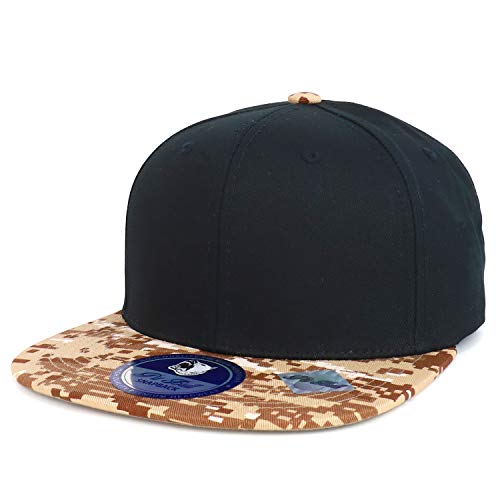 Trendy Apparel Shop Camouflage Designed Military Cotton Flatbill Snabpack Cap