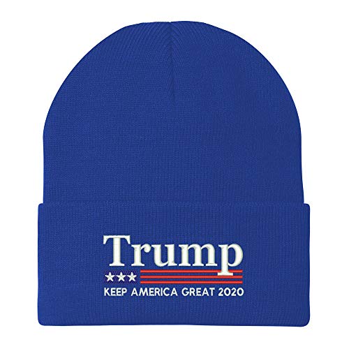 Trendy Apparel Shop Trump Keep America Great 2020 Flag Embroidered Winter Knitted Long Beanie