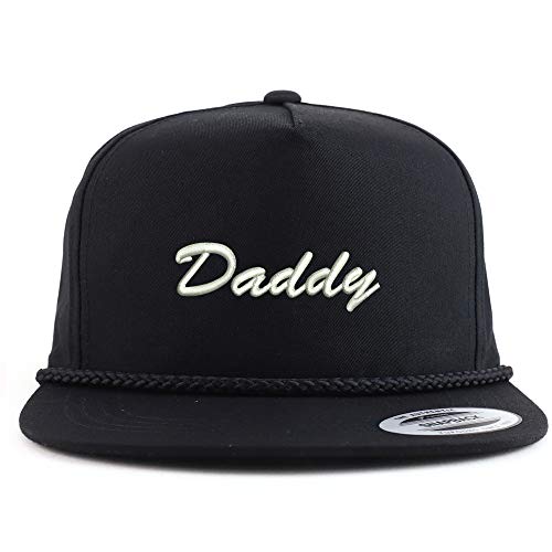 Trendy Apparel Shop Daddy Script Embroidered 5 Panel Flatbill Braid Snapback Golf Cap