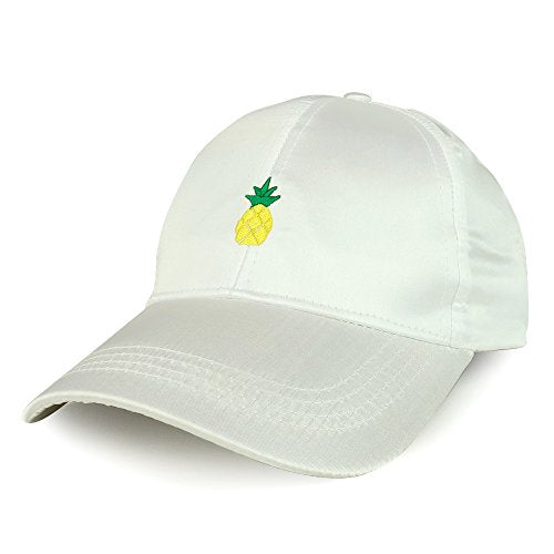 Trendy Apparel Shop Pineapple Emoticon Design Embroidered Satin Baseball Cap